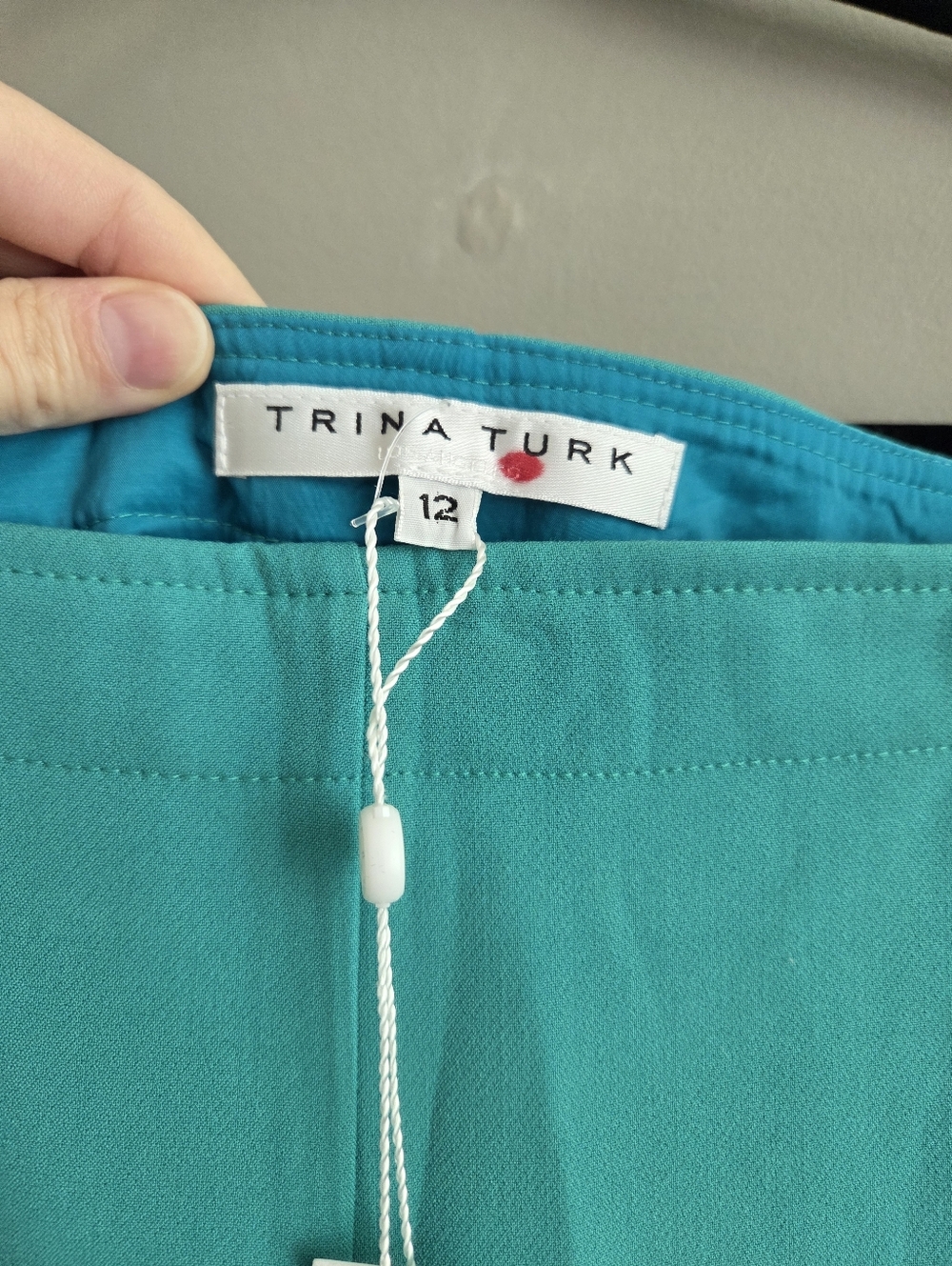 Trina Turk NWT Pop Pant Side Zipper Cropped Turquoise Size 12 - Picture 5 of 13